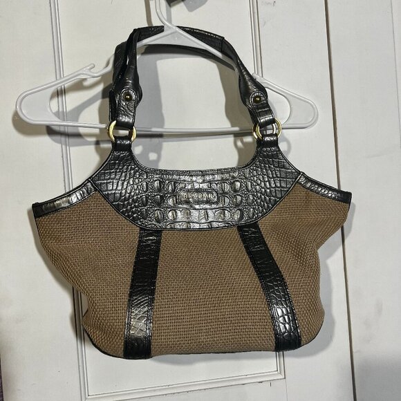 Brahmin Raffia Bag Crocodile Embossed Light Blue - Picture 1 of 12